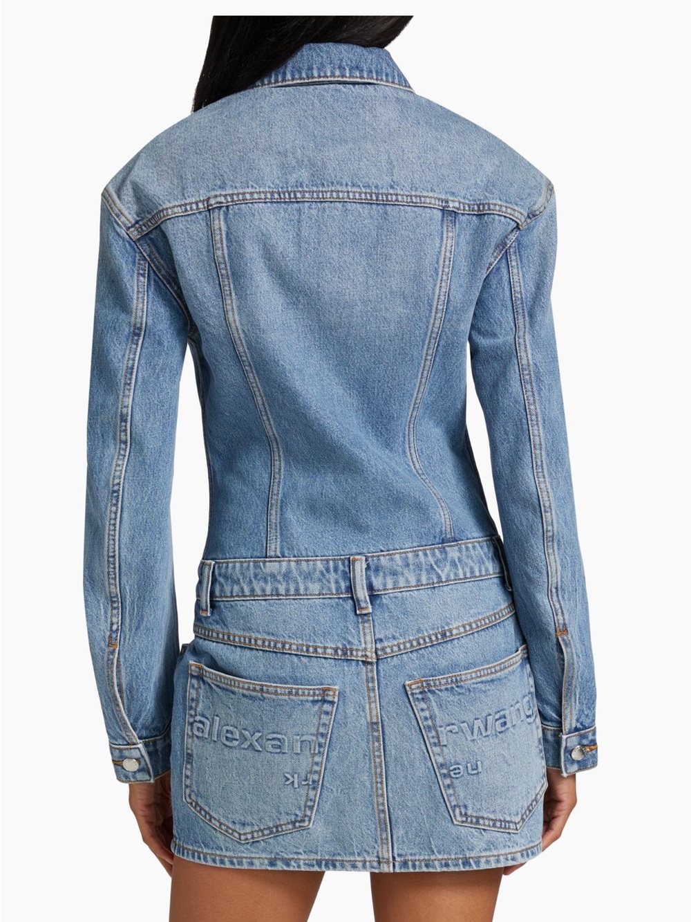 Alexander Wang Light Blue Denim Skirt-Back Jeans Jacket Dress